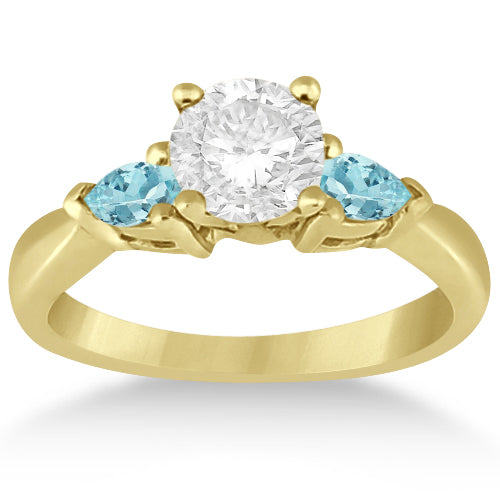 Pear Cut Three Stone Aquamarine Engagement Ring 14k Yellow Gold (0.50ct)