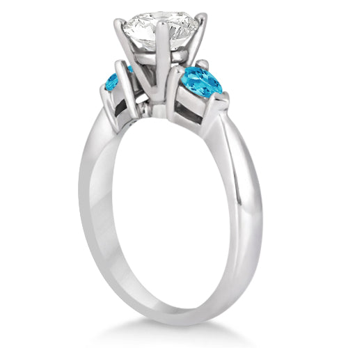 Pear Cut Three Stone Blue Topaz Engagement Ring 14k White Gold (0.50ct)