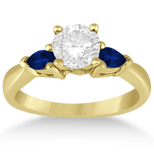Pear Three Stone Blue Sapphire Engagement Ring 14k Yellow Gold (0.50ct)