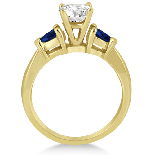Pear Three Stone Blue Sapphire Engagement Ring 18k Yellow Gold (0.50ct)