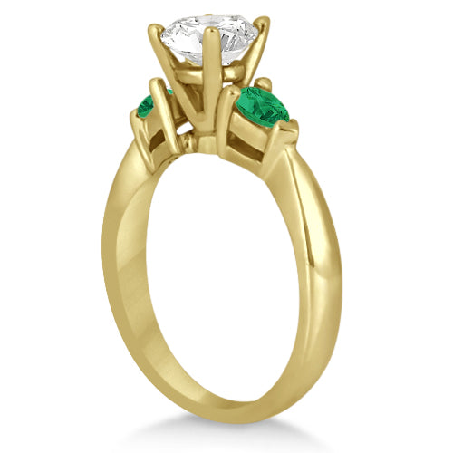 Pear Cut Three Stone Emerald Engagement Ring 14k Yellow Gold (0.50ct)