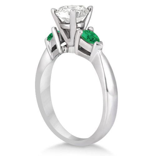 Pear Cut Three Stone Emerald Engagement Ring 18k White Gold (0.50ct)