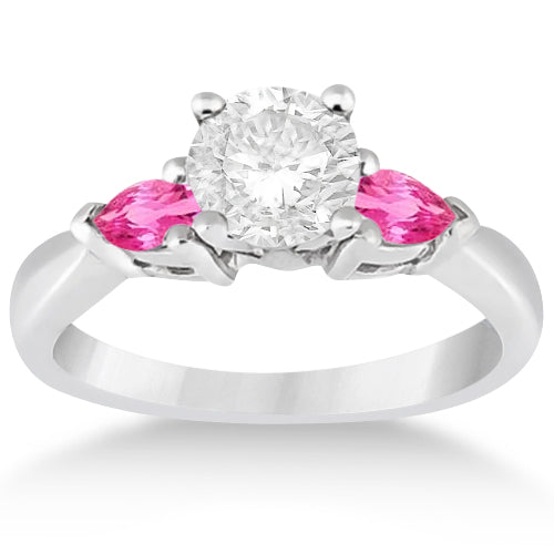 Three Stone Pink Sapphire Engagement Ring 14k White Gold (0.50ct)