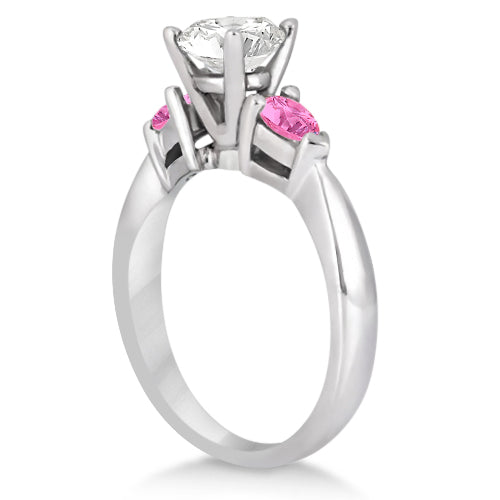 Three Stone Pink Sapphire Engagement Ring 14k White Gold (0.50ct)