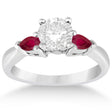 Pear Cut Three Stone Ruby Engagement Ring 14k White Gold (0.50ct)