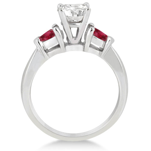 Pear Cut Three Stone Ruby Engagement Ring 14k White Gold (0.50ct)
