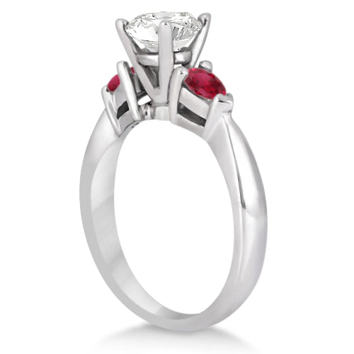 Pear Cut Three Stone Ruby Engagement Ring 14k White Gold (0.50ct)
