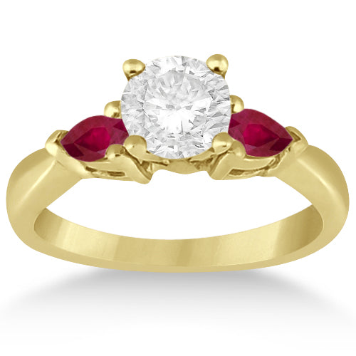 Pear Cut Three Stone Ruby Engagement Ring 14k Yellow Gold (0.50ct)