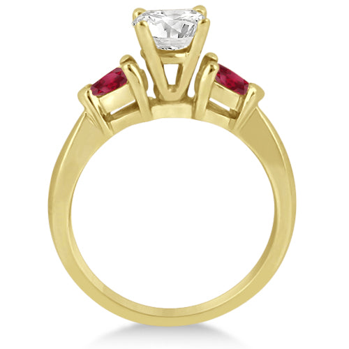 Pear Cut Three Stone Ruby Engagement Ring 14k Yellow Gold (0.50ct)