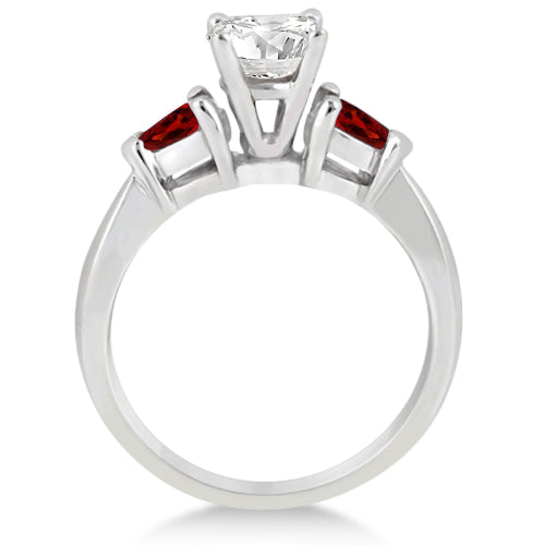Pear Cut Three Stone Garnet Engagement Ring 14k White Gold (0.50ct)