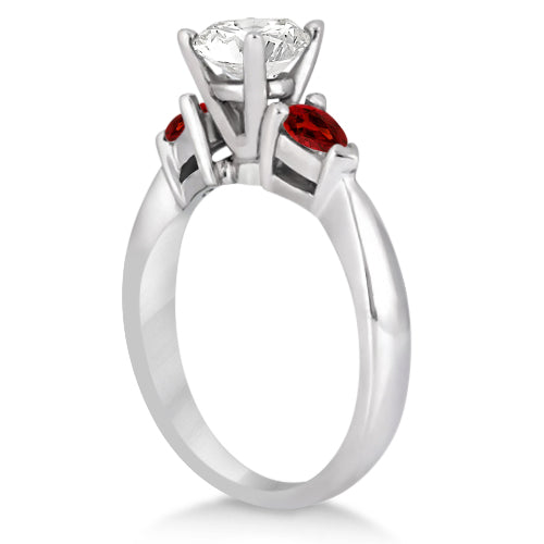 Pear Cut Three Stone Garnet Engagement Ring 14k White Gold (0.50ct)