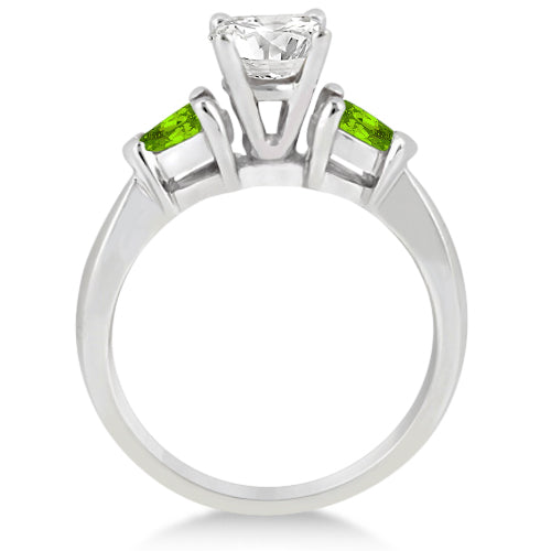 Pear Cut Three Stone Peridot Engagement Ring 14k White Gold (0.50ct)
