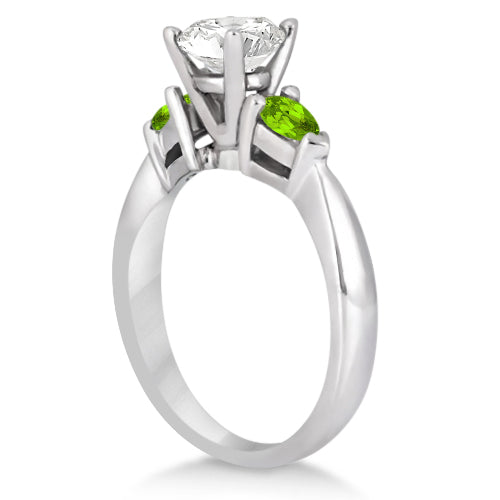Pear Cut Three Stone Peridot Engagement Ring 14k White Gold (0.50ct)