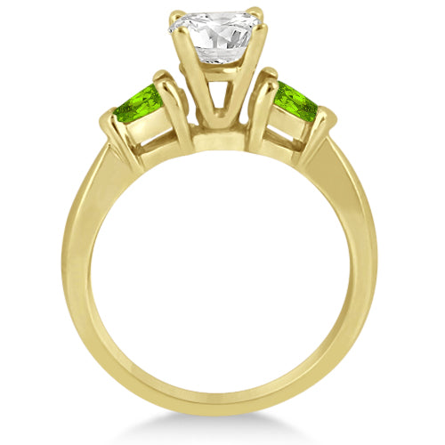 Pear Cut Three Stone Peridot Engagement Ring 14k Yellow Gold (0.50ct)