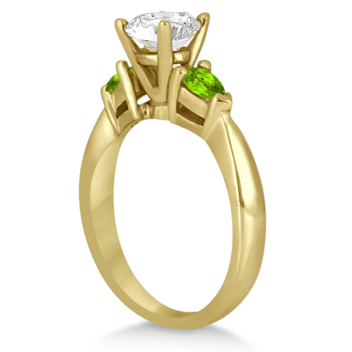Pear Cut Three Stone Peridot Engagement Ring 14k Yellow Gold (0.50ct)
