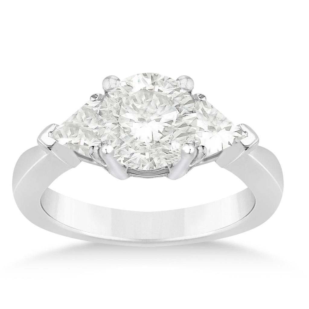 Lab Diamond Trilliant Three Stone Engagement Ring 14k White Gold (0.70ct)