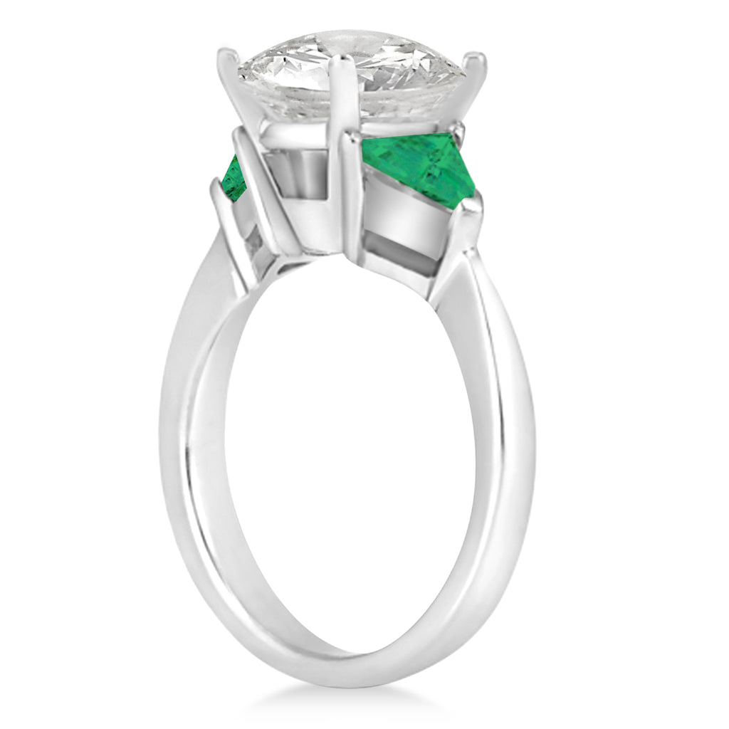 Emerald Three Stone Trilliant Engagement Ring Platinum (0.70ct)