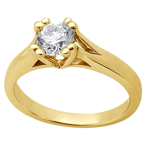 Double Prong Trellis Engagement Ring Setting in 14k Yellow Gold