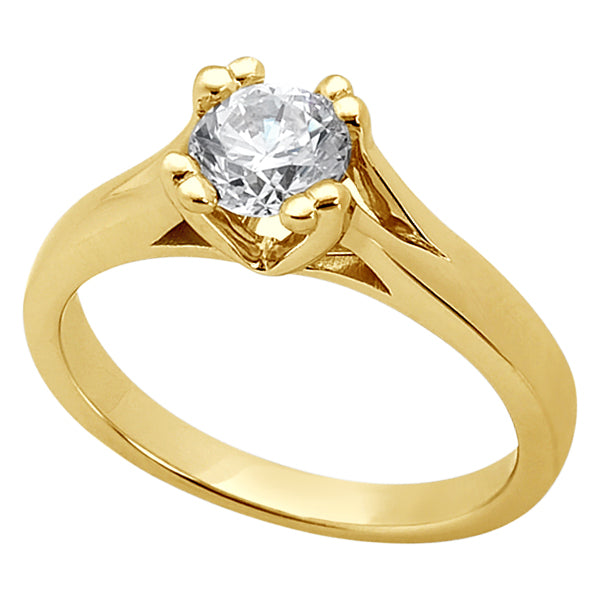 High Trell Rings Double Prong Trellis Engagement Ring Setting in 18k Yellow Gold
