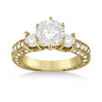 Vintage Three-Stone Lab Diamond Engagement Ring 14k Yellow Gold (1.00ct)