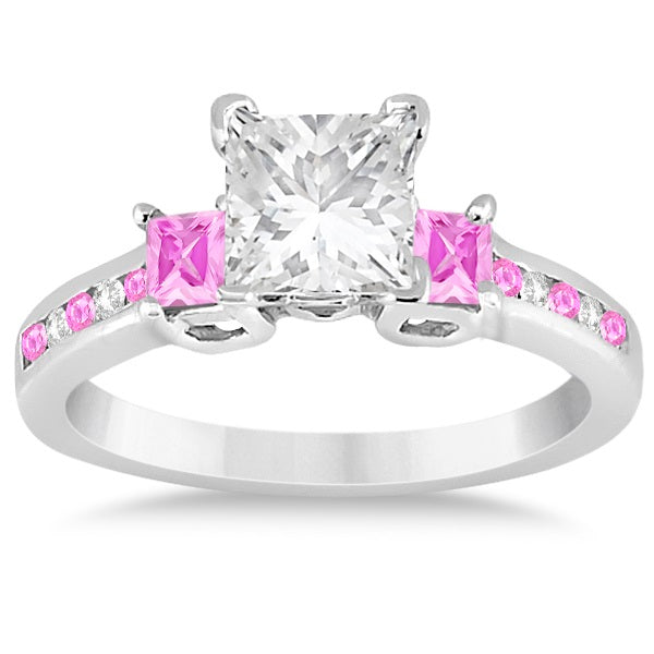 Pink Sapphire Three Stone Engagement Ring in 14k White Gold (0.62ct)