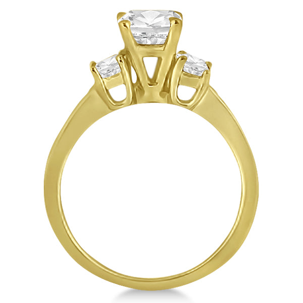 Three-Stone Princess Cut Diamond Engagement Ring in 14k Yellow Gold (0.64 ctw)