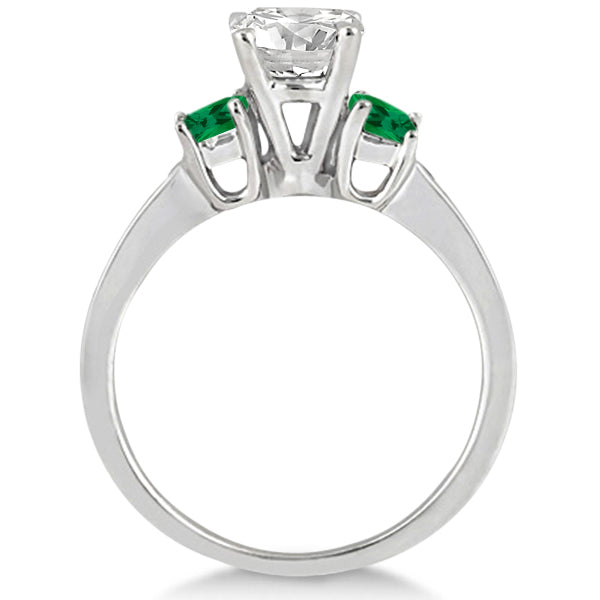 Princess Cut Diamond & Emerald Engagement Ring 14k White Gold (0.68ct)