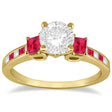 Princess Cut Diamond & Ruby Engagement Ring 14k Yellow Gold (0.64ct)