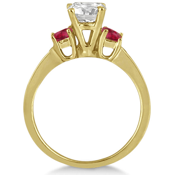 Princess Cut Diamond & Ruby Engagement Ring 14k Yellow Gold (0.64ct)