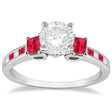 Princess Cut Diamond & Ruby Engagement Ring 18k White Gold (0.68ct)