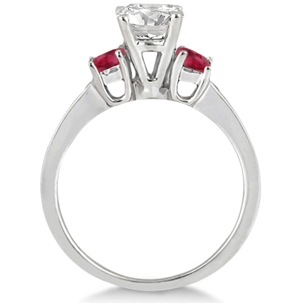 Princess Cut Diamond & Ruby Engagement Ring 18k White Gold (0.68ct)