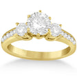 Three-Stone Diamond Engagement Ring with Sidestones in 18k Yellow Gold (0.45 ctw)