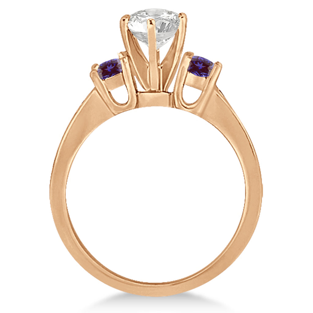 Three-Stone Diamond Engagement Ring with Lab Alexandrites in 18k Rose Gold (0.45 ctw)
