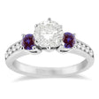 Three-Stone Diamond Engagement Ring w/ Lab Alexandrites Platinum (0.45ct)