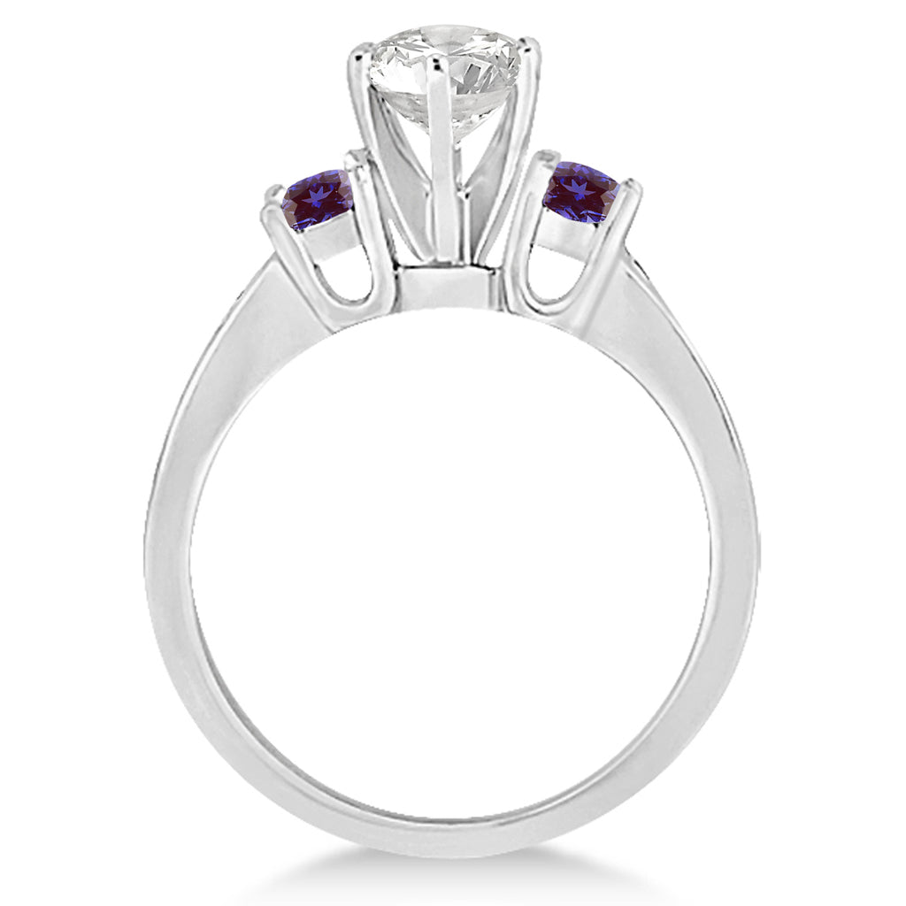 Three-Stone Diamond Engagement Ring w/ Lab Alexandrites Platinum (0.45ct)