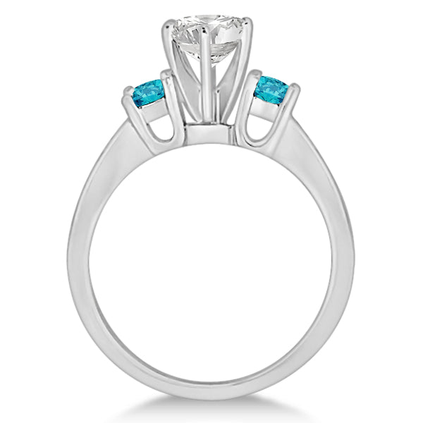3 Stone White & Blue Diamond Engagement Ring 14K White Gold (0.45 ctw)
