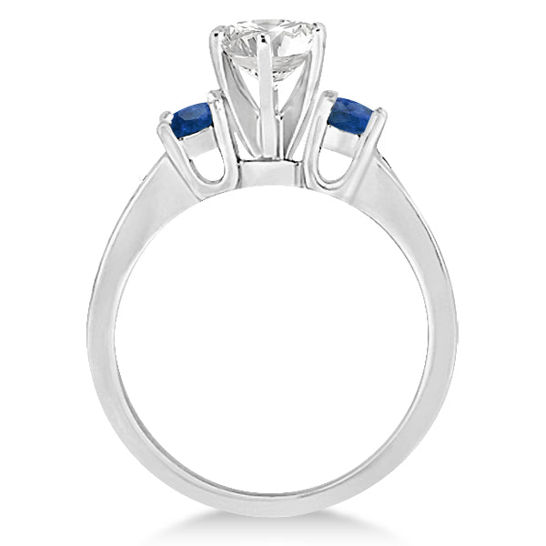 Three-Stone Sapphire & Diamond Engagement Ring 18k White Gold (0.60ct)