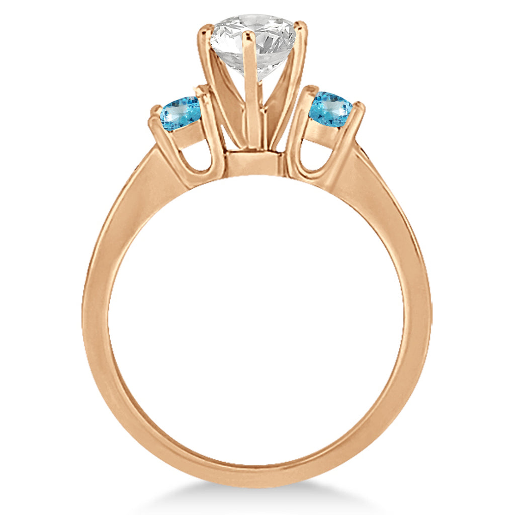 Three-Stone Blue Topaz & Diamond Engagement Ring 14k Y. Gold (0.45ct)