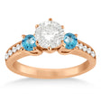 Three-Stone Blue Topaz & Diamond Engagement Ring 18k Y. Gold (0.45ct)