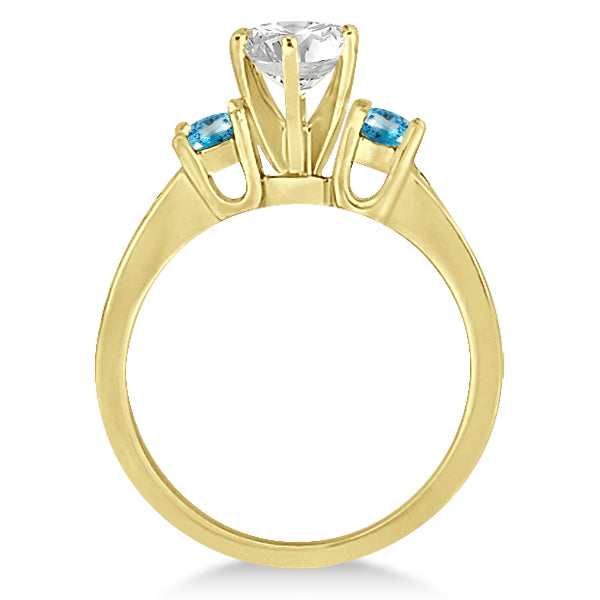 Three-Stone Blue Topaz & Diamond Engagement Ring 18k Y. Gold (0.45ct)