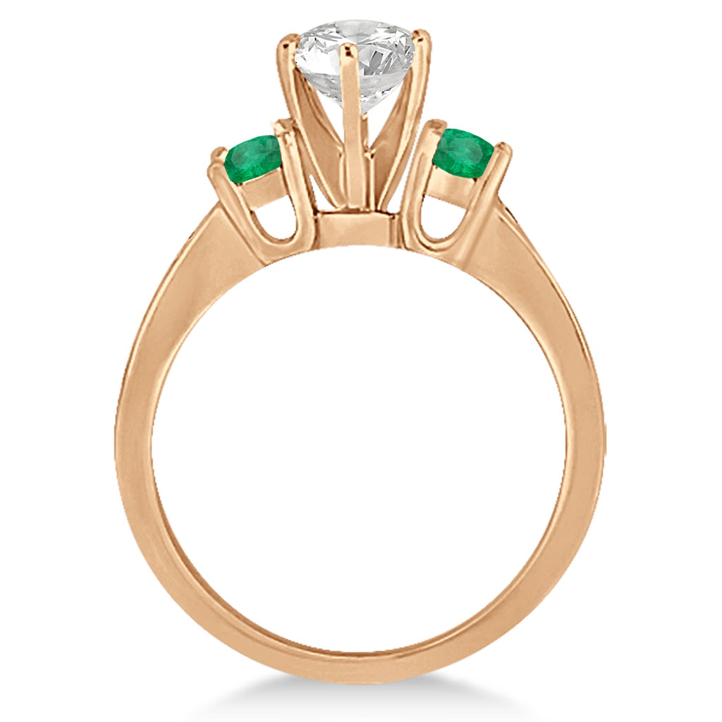Three-Stone Lab Emerald & Lab Diamond Engagement Ring 14k Rose Gold (0.45ct)