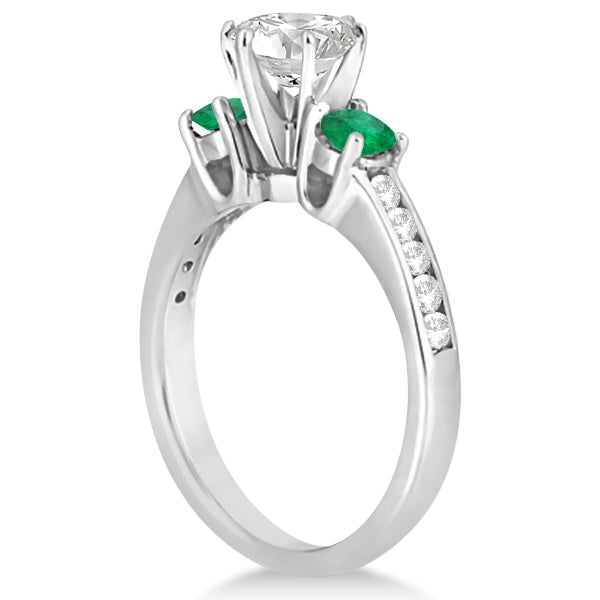 Three-Stone Lab Emerald & Lab Diamond Engagement Ring 14k White Gold (0.45ct)