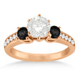 3 Stone White & Black Diamond Engagement Ring 14K Rose Gold (0.45 ctw)