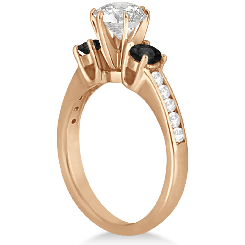 3 Stone White & Black Diamond Engagement Ring 14K Rose Gold (0.45 ctw)