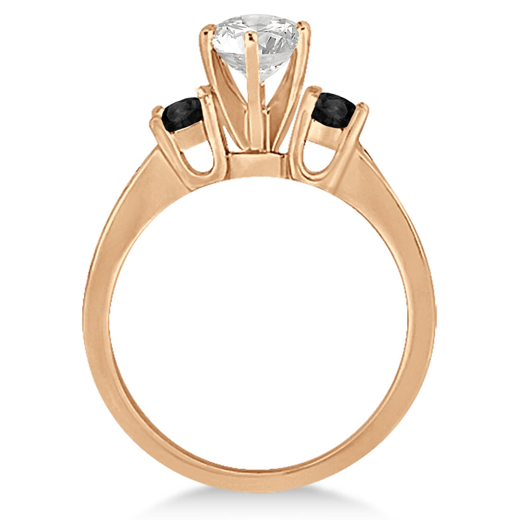 3 Stone White & Black Diamond Engagement Ring 14K Rose Gold (0.45 ctw)