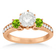 Three-Stone Peridot & Diamond Engagement Ring 14k Rose Gold (0.45ct)