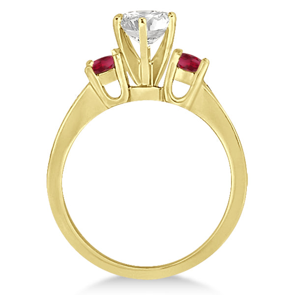 Three-Stone Ruby & Diamond Engagement Ring 14k Yellow Gold (0.60ct)