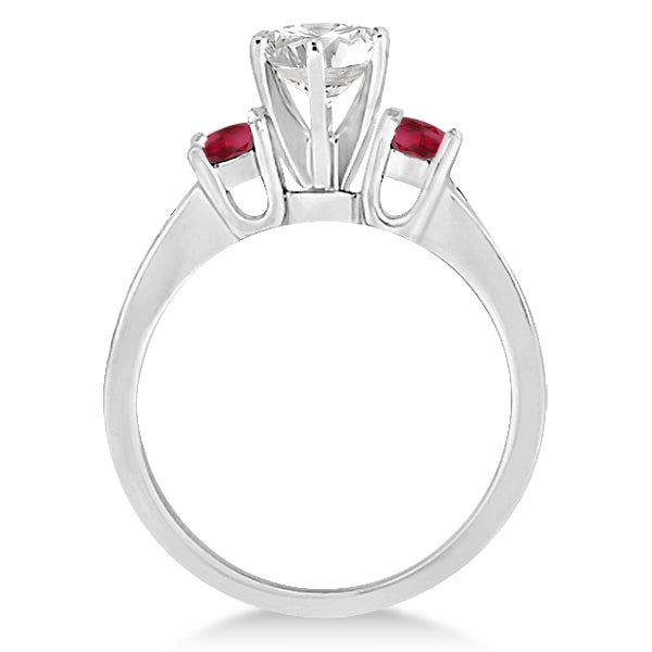 Three-Stone Ruby & Diamond Engagement Ring 18k White Gold (0.60ct)