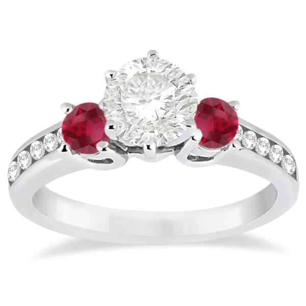 Three-Stone Ruby & Diamond Engagement Ring Platinum (0.60ct)