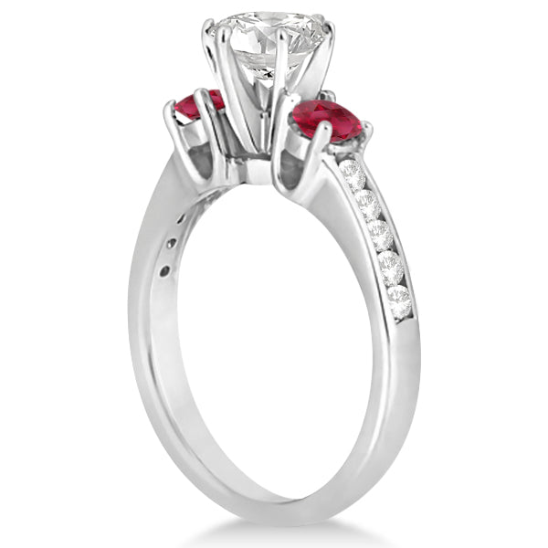 Three-Stone Ruby & Diamond Engagement Ring Platinum (0.60ct)